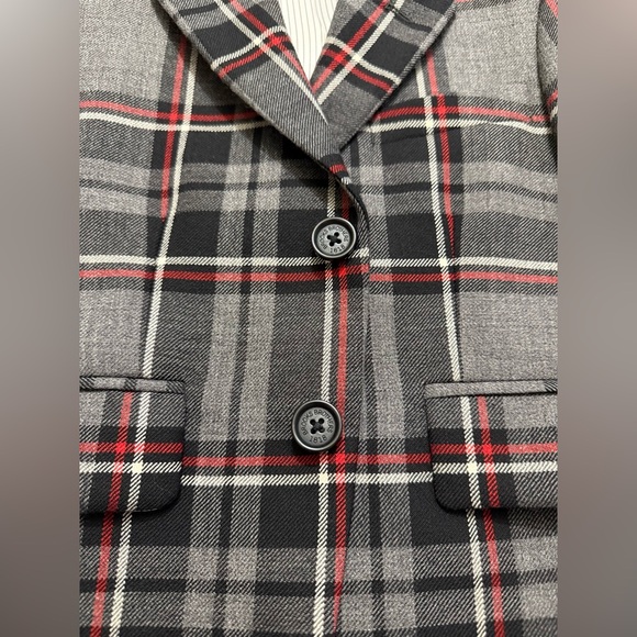 Brooks Brothers Boys Two-Button Charcoal Plaid Wool Suit Jacket - Size 6 - Picture 4 of 7